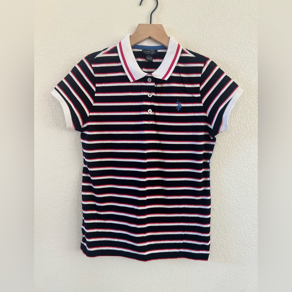 U.S. Polo Assn. Kids blue and White Striped Polo
